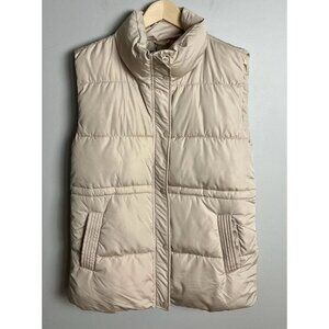 Stradivarius Beige Puffer Vest Water Resistant Lightweight Jacket Size Medium Wm